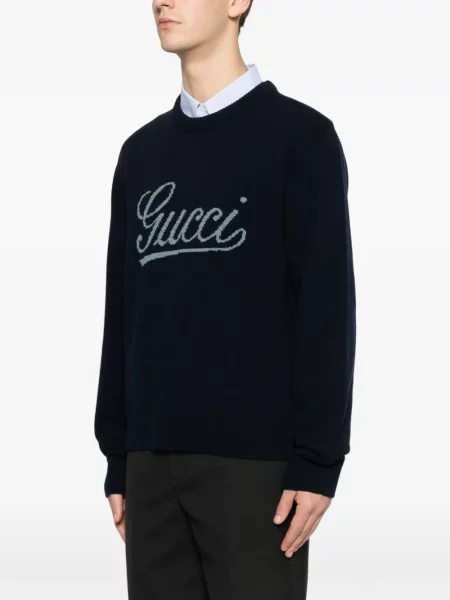 Pulover Gucci cu decolteu rotund albastru