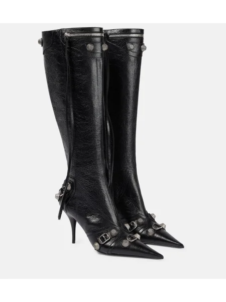 Kožené kozačky Balenciaga černé