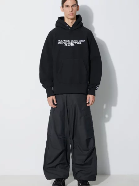 Свитер Engineered Garments с капюшоном с принтом черный
