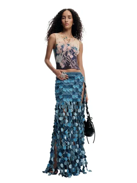 Desigual Fustă bleumarin / denim albastru