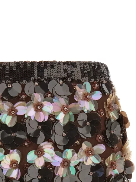 Fustă P.a.r.o.s.h. cu paiete cu model floral negru