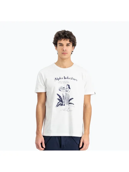 Tricou pentru bărbați Alpha Industries Hawaii white alb