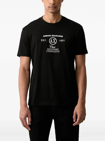 Tricou Armani Exchange cu autograf negru