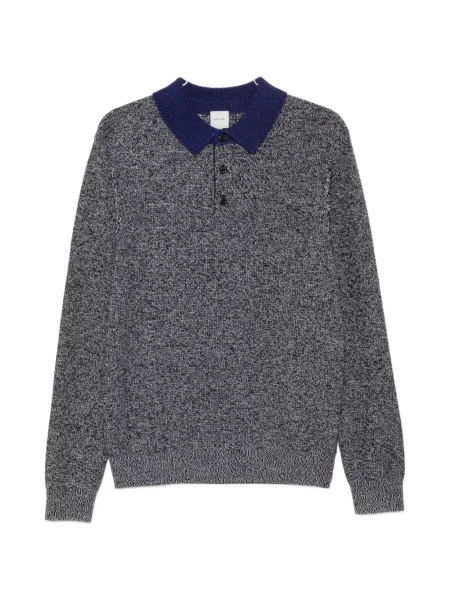 Lung tricou polo Paul Smith tricotate gri