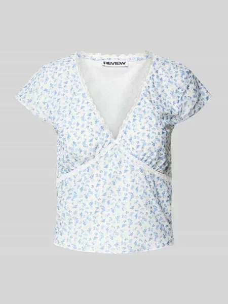 T-shirt z obszyciem koronką Review biała