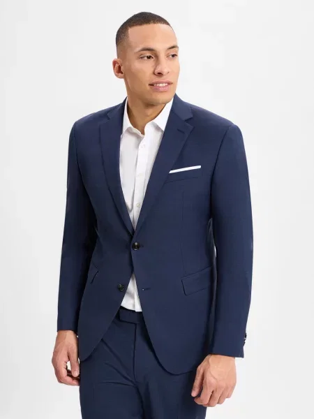 Marynarka na dwa o kroju slim fit z tkanym wzorem model ‘Finch’ Joop! Collection niebieska