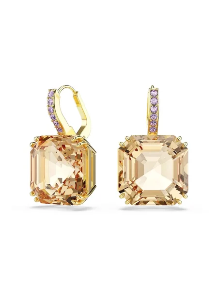 Swarovski Cercei caramel / auriu / mov lavandă maro
