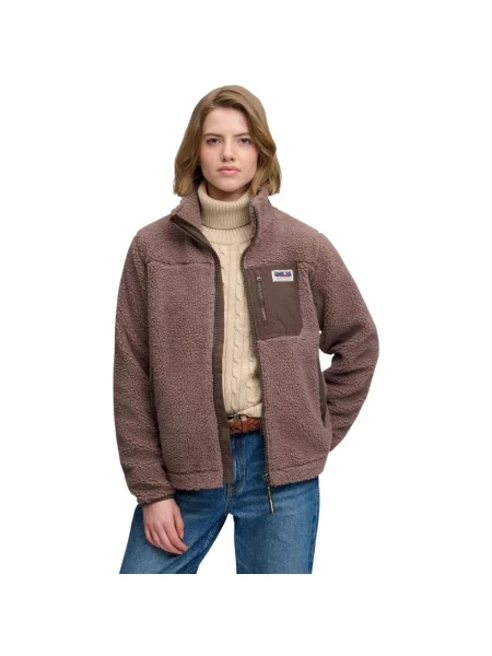 Hanorac din fleece Superdry din fleece maro