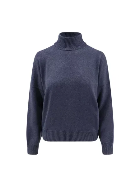 Sweter z golfem Brunello Cucinelli z kaszmiru do golfa niebieski