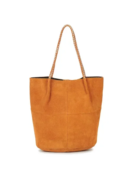 Geantă shopper Pieces din piele de căprioară maro