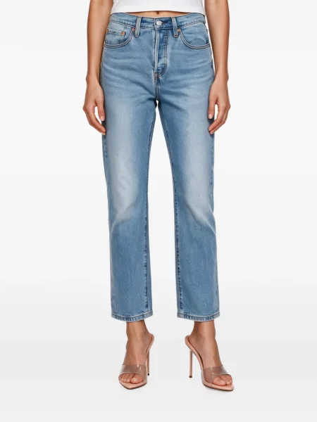 Decupat blugi drepți Levi's® zdrențuiți conici albastru
