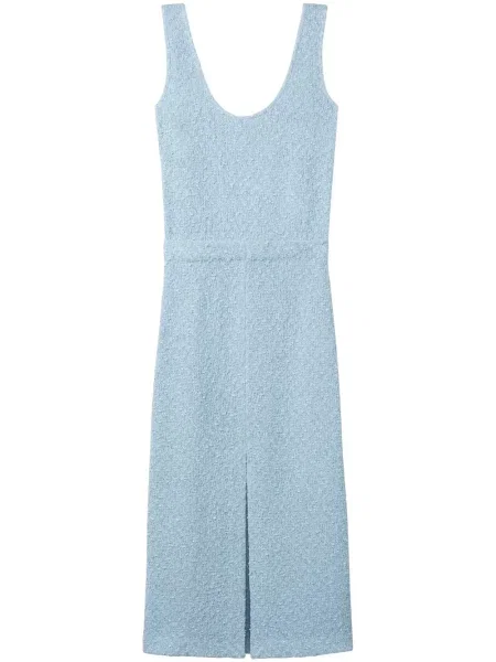 Rochie St. John din tweed cu decolteu în U de costum albastru