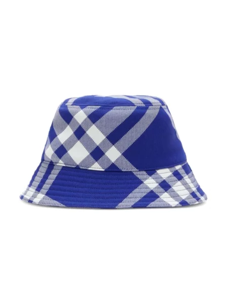 Czapka Burberry wełniana w kratę niebieska