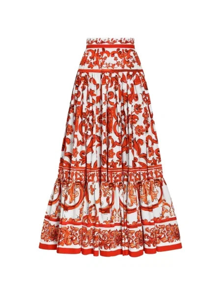 Lung fustă Dolce & Gabbana cu imagine din poplin alb
