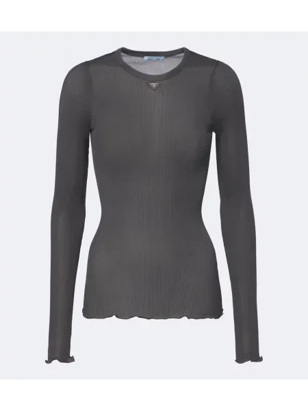 Top Prada de mătase gri