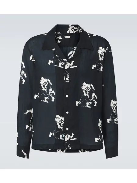 Lanena nogomet srajca Bode s potiskom črna