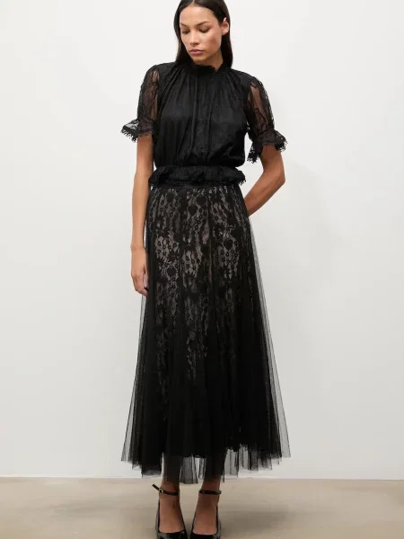 Пола Answear.LAB дълга разкроена черно