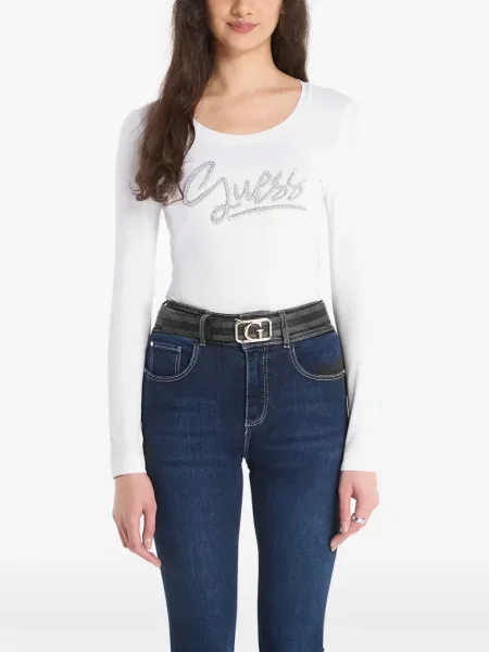 Tricou Guess cu autograf alb