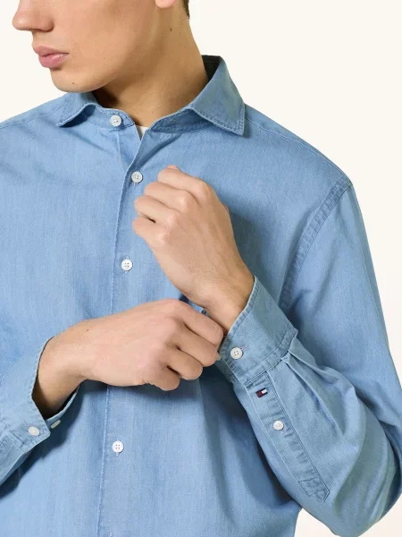 Tommy Hilfiger Džínová Košile Slim Fit tmavě modrá