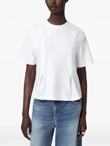 Тениска Allsaints бродирана бяло