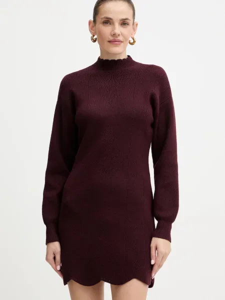 Twinset rochie cu lână bordo