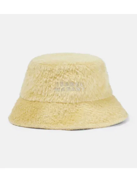 Volneni klobuk bucket Isabel Marant z vezenjem bež