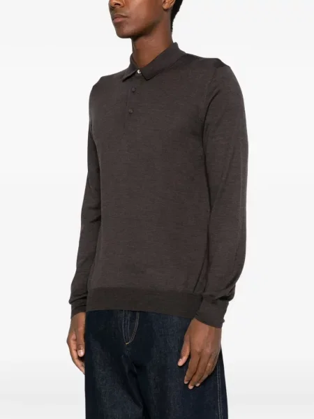 Lung tricou polo Gran Sasso maro