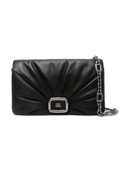 Kopertówka Roger Vivier skórzana drapowana czarna