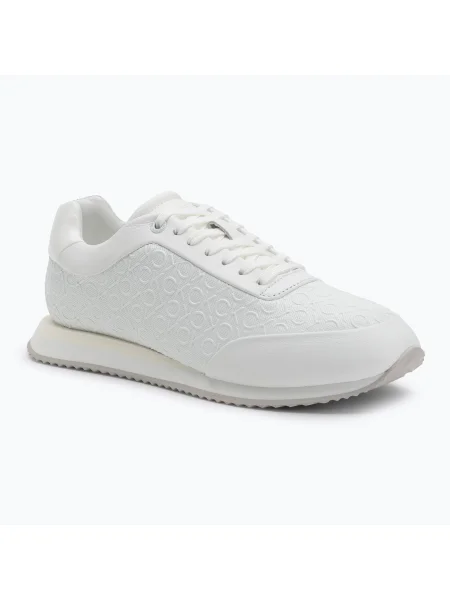 Sneakerși Calvin Klein cu șireturi din dantelă alb