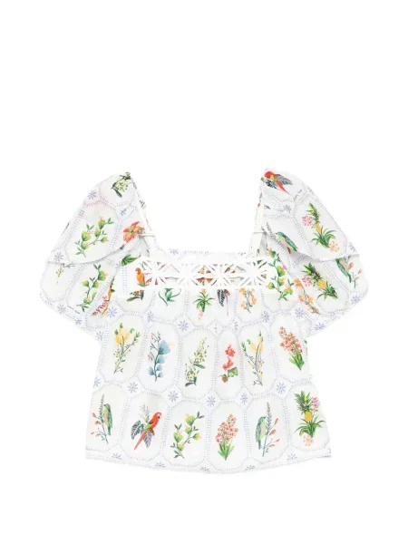 Bluză Farm Rio cu imprimeu tropical alb