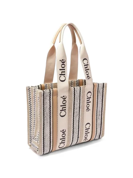 Geantă shopper Chloé de in cu dungi
