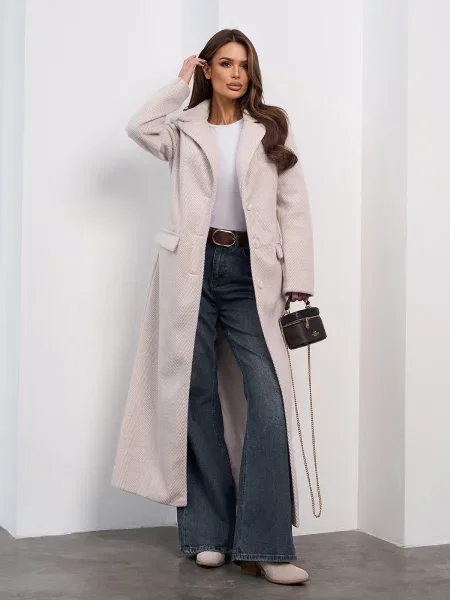 Пальто ISSA Plus кашемір бежевий
