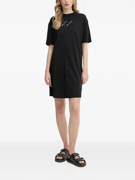 Rochie tip cămașă Armani Exchange cu autograf negru