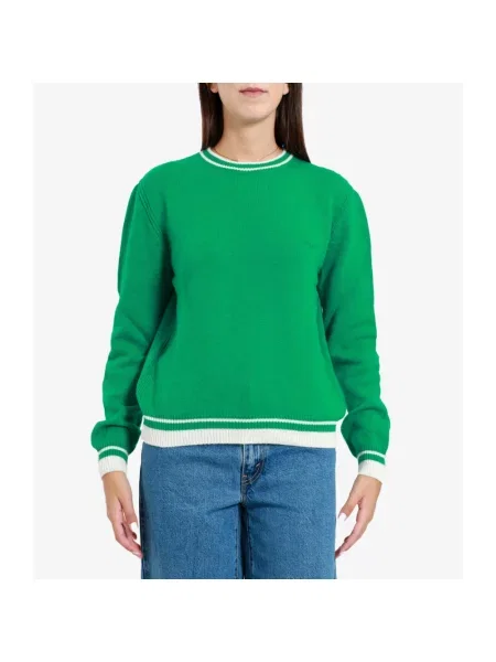 Sweter Msgm wełniany z logo zielony