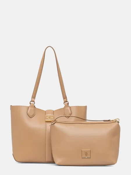 U.S. Polo Assn. torebka shopper z imitacji skóry MARGARET beżowa