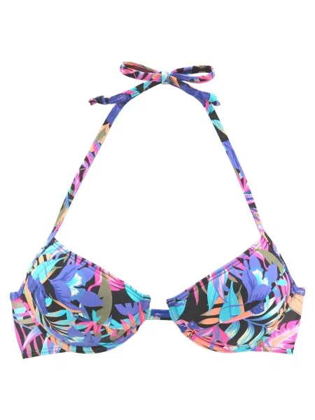 BENCH Bikini zgornji del cijansko modra / temno liila / roza črna