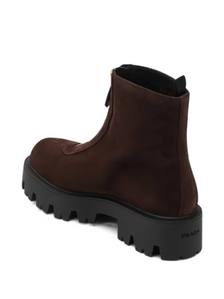 Botine Prada din piele de căprioară maro