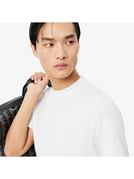Lacoste Żakardowy T-Shirt Piké Z Logo Commuter biały