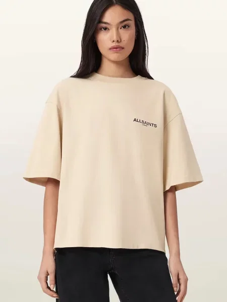 AllSaints t-shirt HALIS beżowa