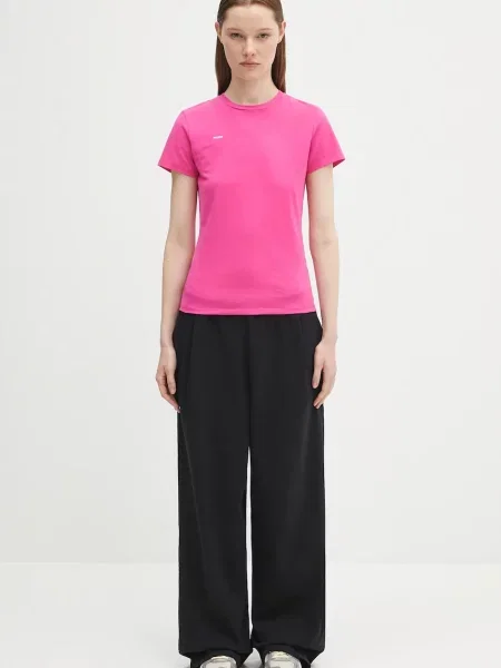 Футболка Pangaia Cotton-Stretch T-shirt рожевий