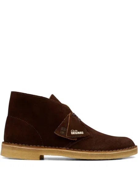 Ghete desert Clarks Originals cu șireturi din piele de căprioară maro