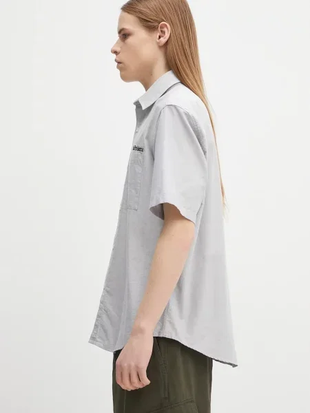 Košulja No Problemo SS Uniform Shirt relaxed s klasičnim ovratnikom siva