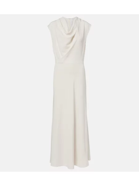 Rochie maxi Brunello Cucinelli de lână drapată alb