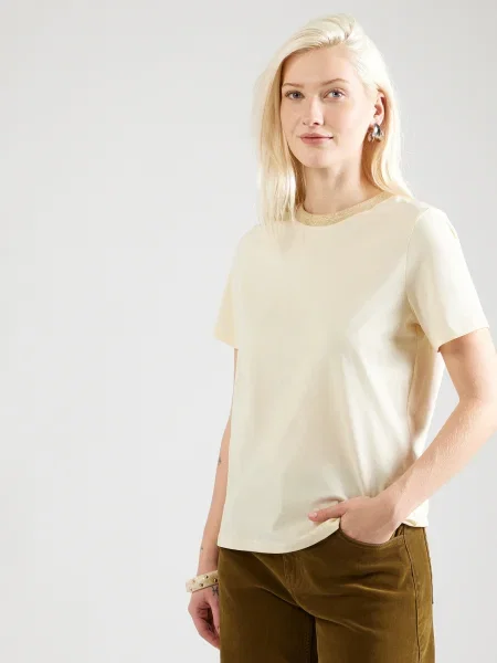 PIECES Tricou PCRIA auriu / lână alb