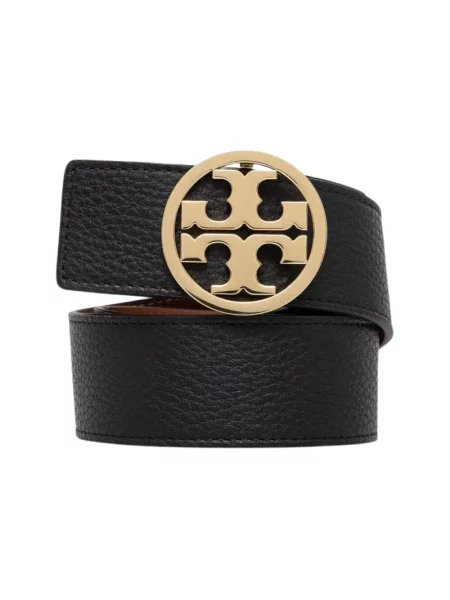 Pasek Tory Burch skórzany z paskiem dwustronny czarny