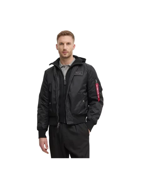 Lniany kurtka bomber Alpha Industries czarny