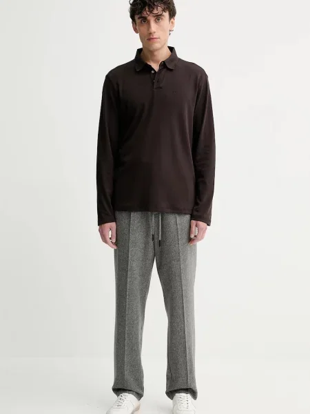 Calvin Klein longsleeve gładki brązowy
