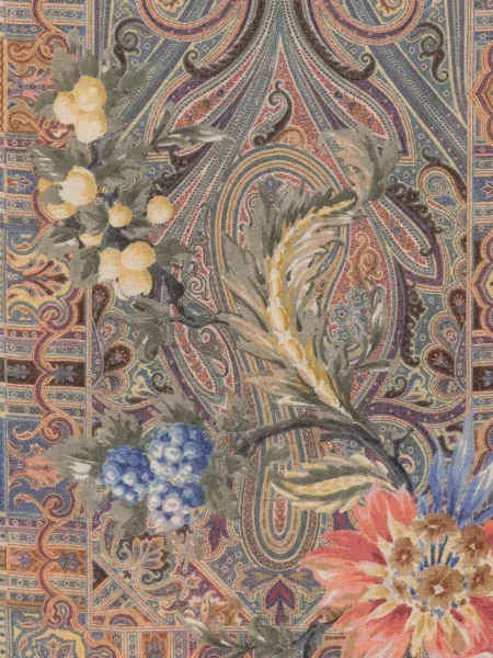 Fular Etro cu model floral cu imagine albastru