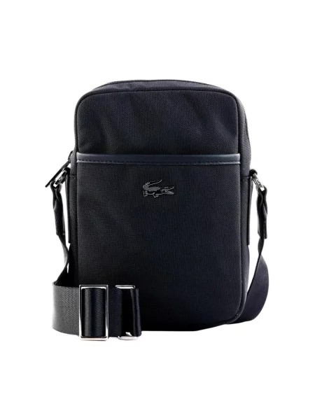Torba na ramię z detal z logo Lacoste czarna