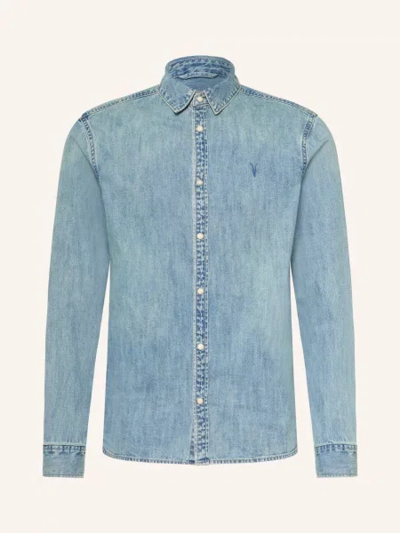 Allsaints Džínová Košile Gleason Slim Fit tmavě modrá